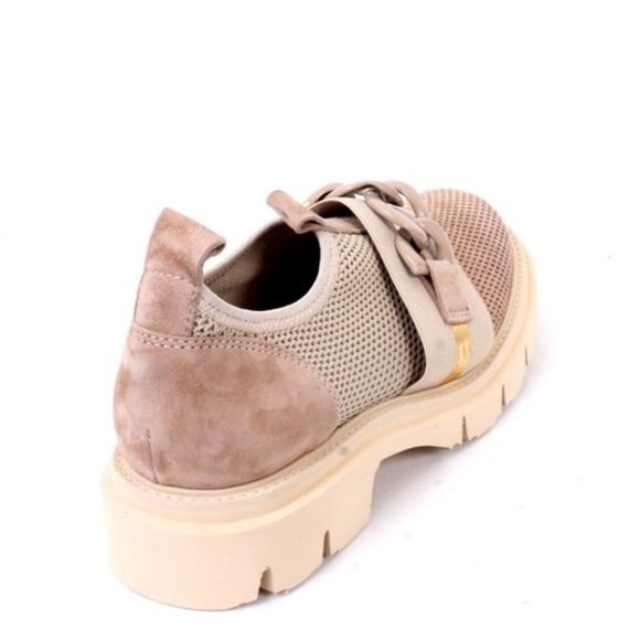 Luca Grossi 96 Beige Suede Leather Elastic Mesh Platform Sneaker - Picture 4 of 8